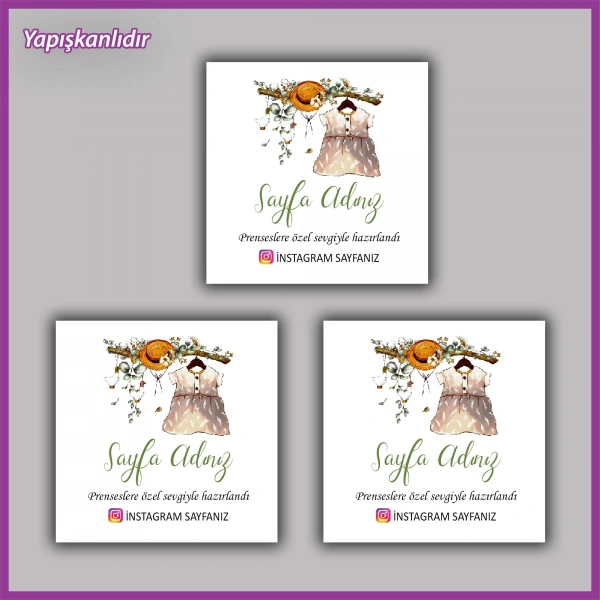 30 adet - 5 cm Kişiye Özel Logolu Kare Etiket - BS009