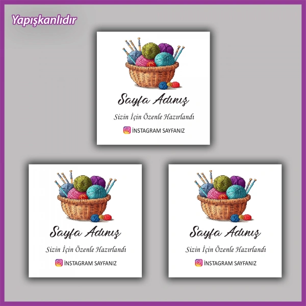 30 adet - 5 cm Kişiye Özel Logolu Kare Etiket - BS019