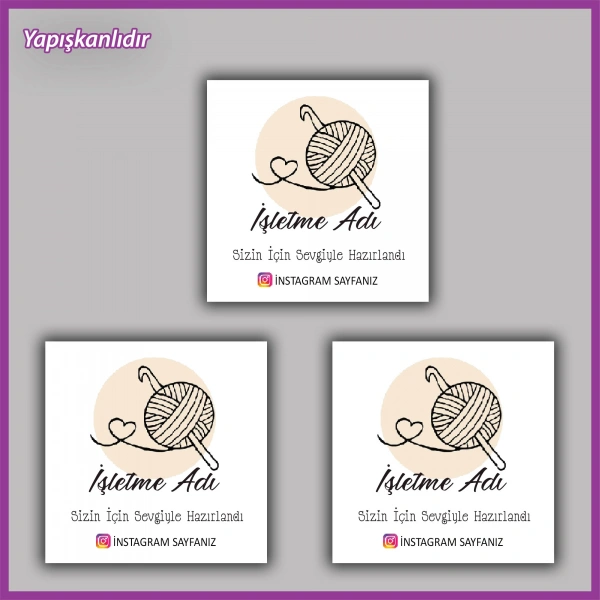 30 adet - 5 cm Kişiye Özel Logolu Kare Etiket - BS029