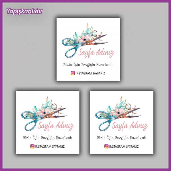 30 adet - 5 cm Kişiye Özel Logolu Kare Etiket - BS039