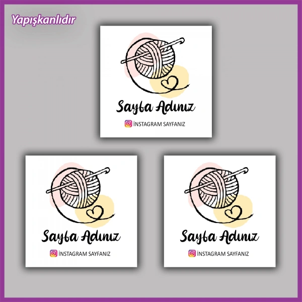 30 adet - 5 cm Kişiye Özel Logolu Kare Etiket - BS049