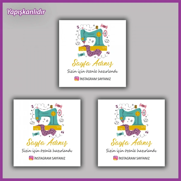 30 adet - 5 cm Kişiye Özel Logolu Kare Etiket - BS089