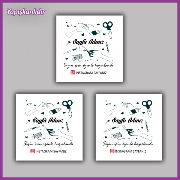 30 adet - 5 cm Kişiye Özel Logolu Kare Etiket - BS079