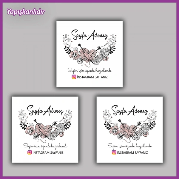 30 adet - 5 cm Kişiye Özel Logolu Kare Etiket - BS099