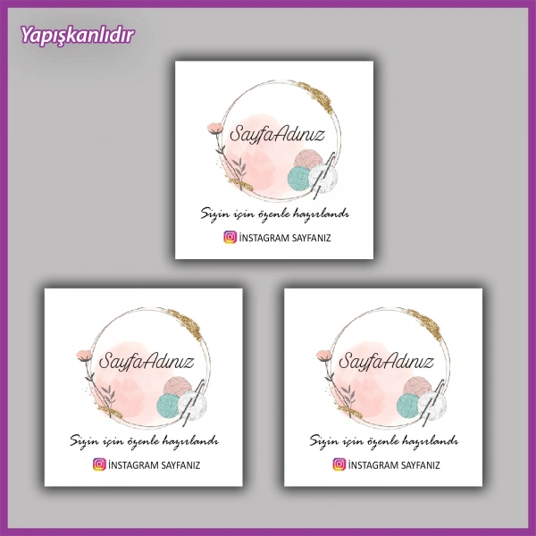 30 adet - 5 cm Kişiye Özel Logolu Kare Etiket - BS109