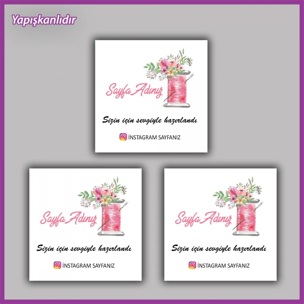 30 adet - 5 cm Kişiye Özel Logolu Kare Etiket - BS119