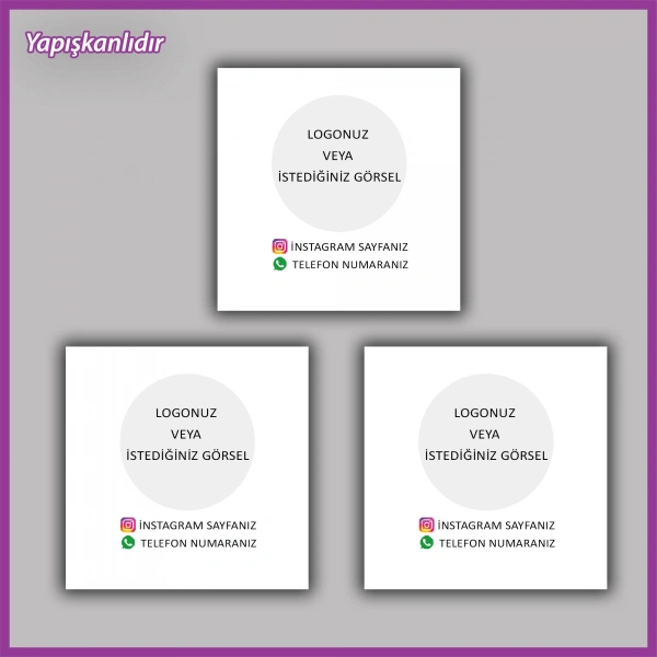 30 adet - 5 cm Kişiye Özel Logolu Kare Etiket - BS209