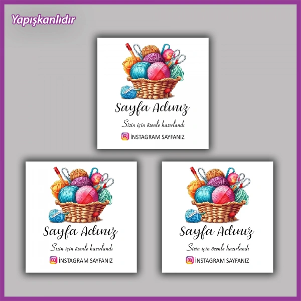 30 adet - 5 cm Kişiye Özel Logolu Kare Etiket - BS139