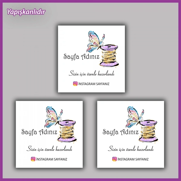 30 adet - 5 cm Kişiye Özel Logolu Kare Etiket - BS149