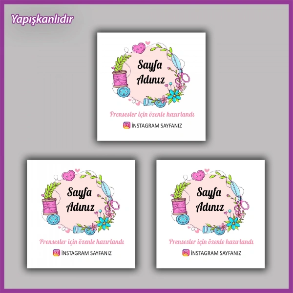 30 adet - 5 cm Kişiye Özel Logolu Kare Etiket - BS169