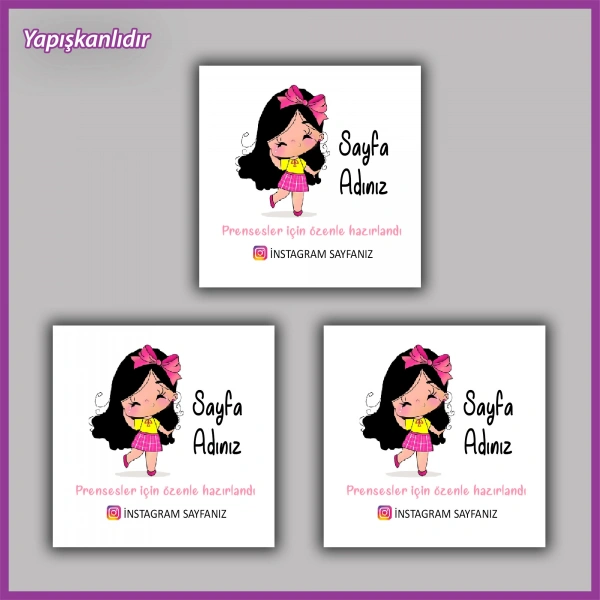 30 adet - 5 cm Kişiye Özel Logolu Kare Etiket - BS179