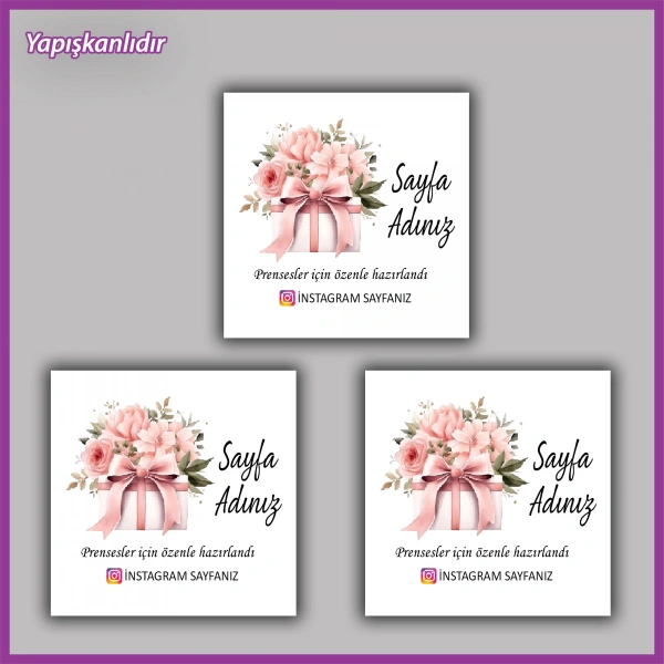 30 adet - 5 cm Kişiye Özel Logolu Kare Etiket - BS189