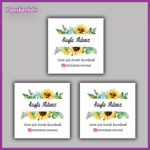 30 adet - 5 cm Kişiye Özel Logolu Kare Etiket - BS199