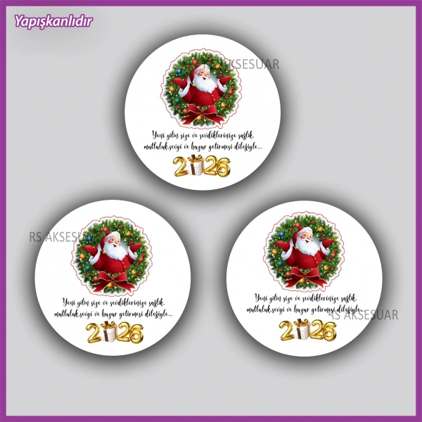 15 adet 5 cm Yılbaşı Etiketi