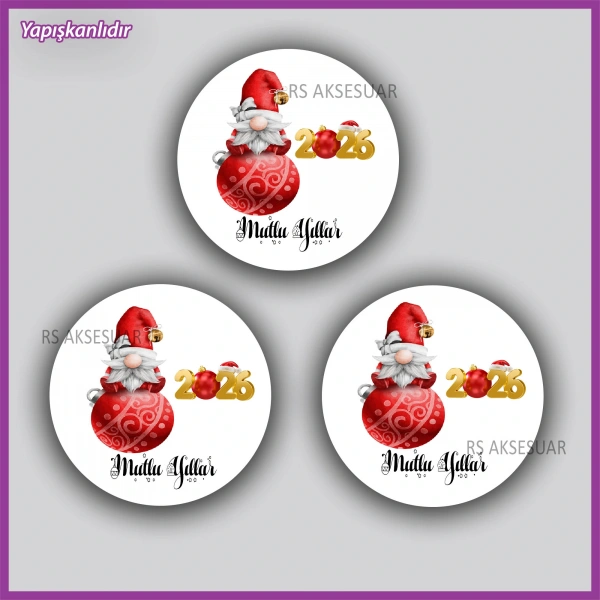 15 adet 5 cm Yılbaşı - Yeni Yıl Etiketi