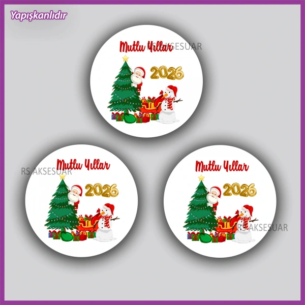 15 adet 5 cm Yılbaşı - Yeni Yıl Etiketi