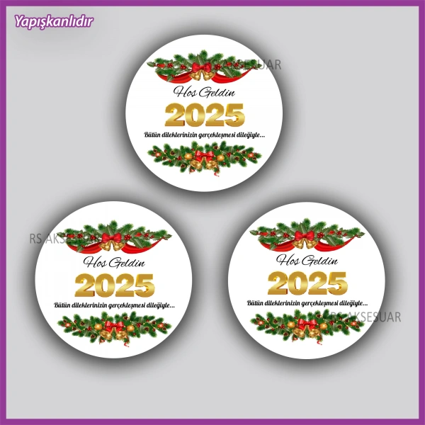 15 adet 5 cm Yılbaşı Etiketi