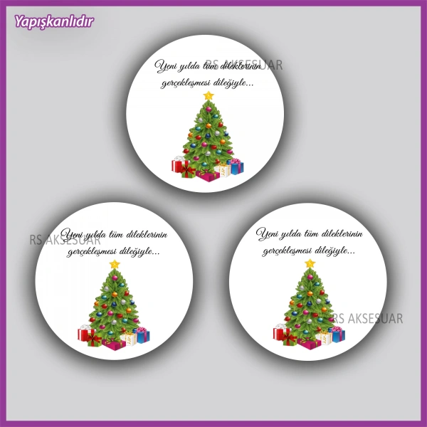 15 adet 5 cm Yılbaşı - Yeni Yıl Etiketi