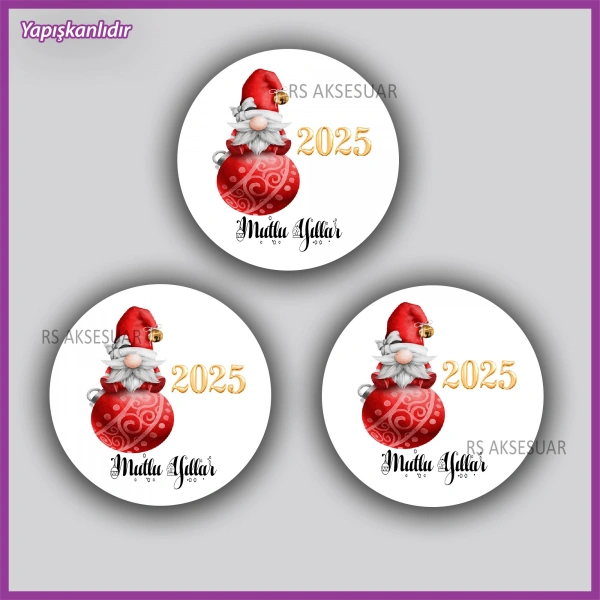 15 adet 5 cm Yılbaşı - Yeni Yıl Etiketi