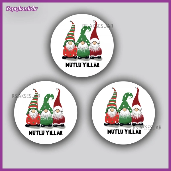 15 adet 5 cm Yılbaşı - Yeni Yıl Etiketi