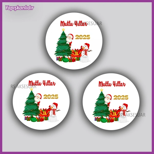 15 adet 5 cm Yılbaşı - Yeni Yıl Etiketi