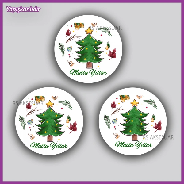 15 adet 5 cm Yılbaşı - Yeni Yıl Etiketi