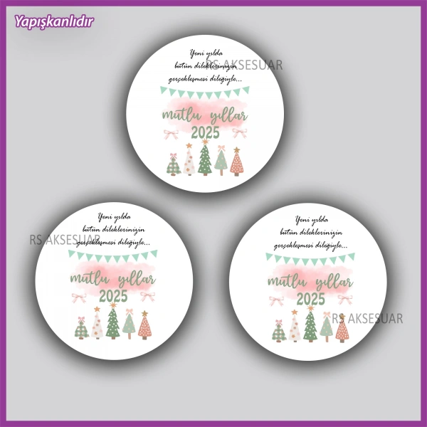 15 adet 5 cm Yılbaşı Etiketi