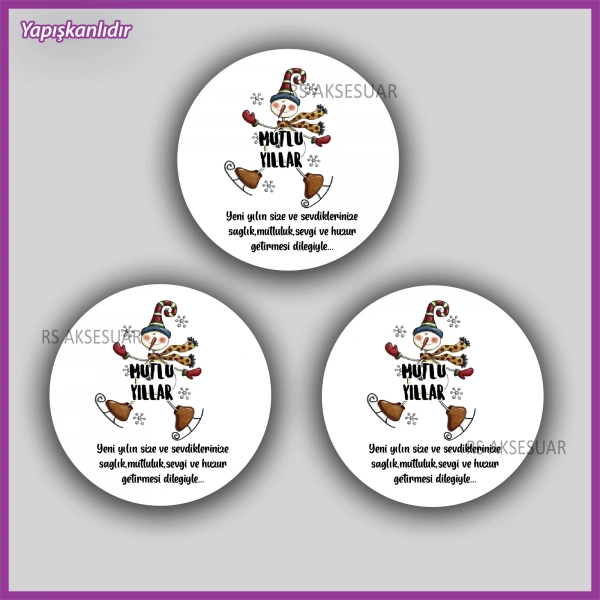 15 adet 5 cm Yılbaşı Etiketi