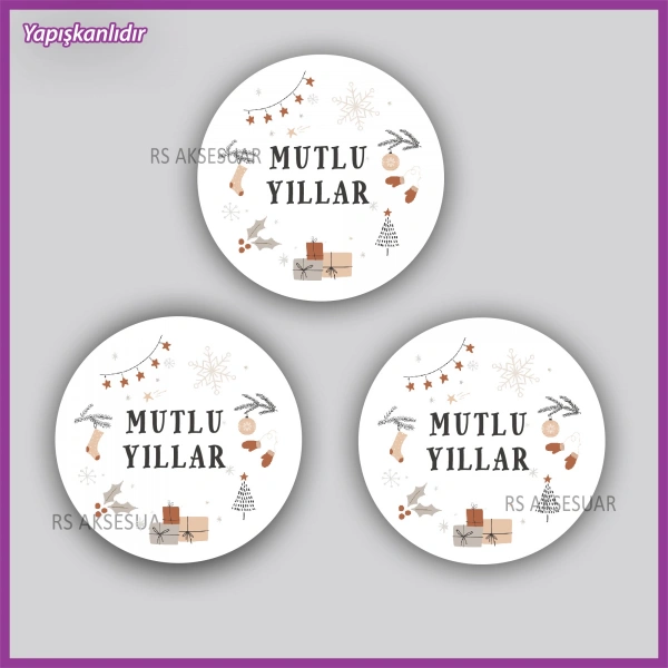 15 adet 5 cm Yılbaşı - Yeni Yıl Etiketi