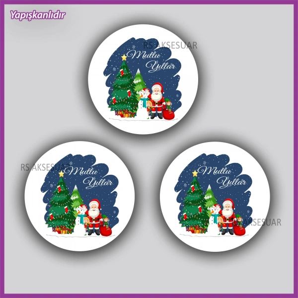 15 adet 5 cm Yılbaşı - Yeni Yıl Etiketi