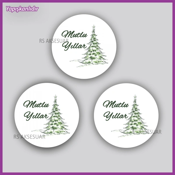 15 adet 5 cm Yılbaşı - Yeni Yıl Etiketi