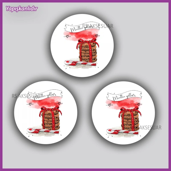 15 adet 5 cm Yılbaşı - Yeni Yıl Etiketi