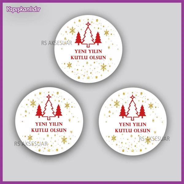 15 adet 5 cm Yılbaşı - Yeni Yıl Etiketi