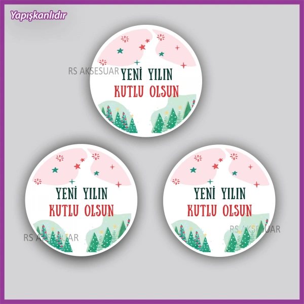 15 adet 5 cm Yılbaşı - Yeni Yıl Etiketi