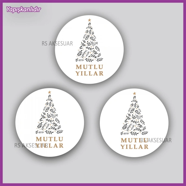 15 adet 5 cm Yılbaşı - Yeni Yıl Etiketi