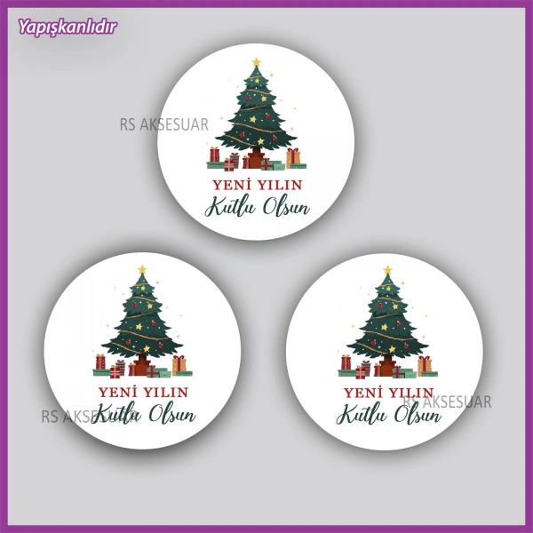 15 adet 5 cm Yılbaşı - Yeni Yıl Etiketi