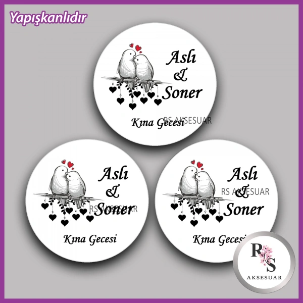 15 Adet - 5 cm Yuvarlak Yapışkanlı İsim Etiketi - Sticker