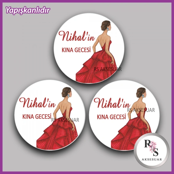 15 Adet - 5 cm Yuvarlak Yapışkanlı İsim Etiketi - Sticker