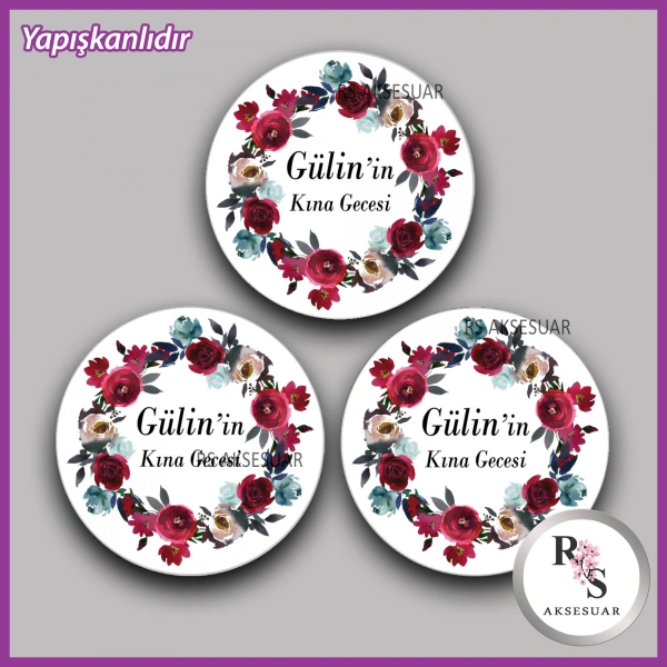 15 Adet - 5 cm Yuvarlak Yapışkanlı İsim Etiketi - Sticker