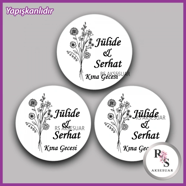 15 Adet - 5 cm Yuvarlak Yapışkanlı İsim Etiketi - Sticker