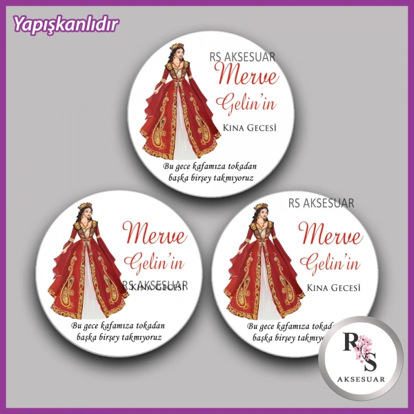 15 Adet - 5 cm Yuvarlak Yapışkanlı İsim Etiketi - Sticker