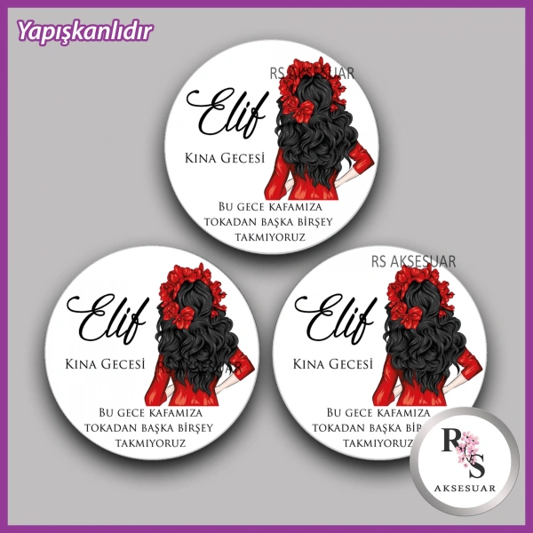 15 Adet - 5 cm Yuvarlak Yapışkanlı İsim Etiketi - Sticker