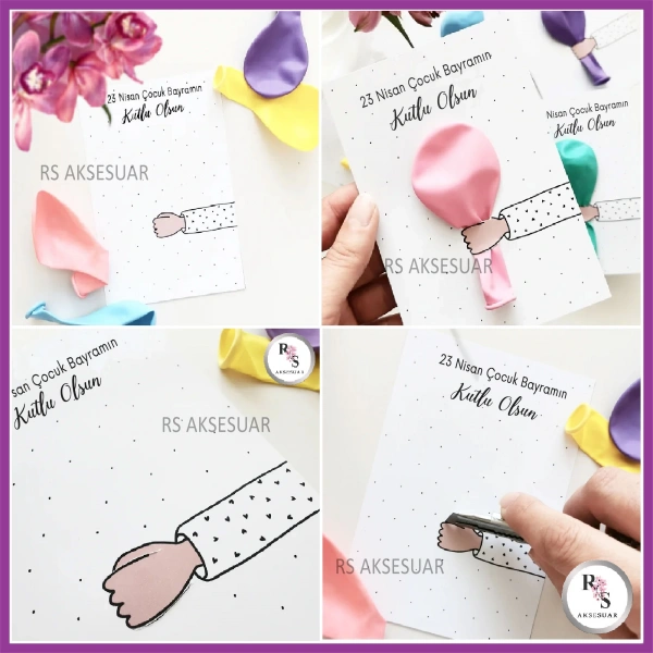 23 Nisan Çocuk Bayramı Temalı Balon Kartı