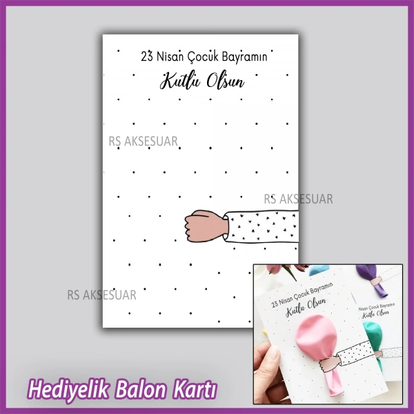 23 Nisan Çocuk Bayramı Temalı Balon Kartı