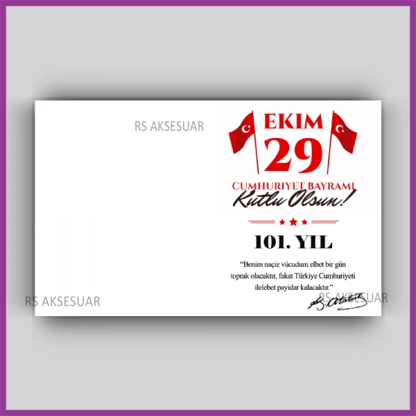 29 Ekim Cumhuriyet Bayramı Hediyelik İsim Kartı