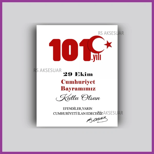 29 Ekim Cumhuriyet Bayramı Hediyelik İsim Kartı