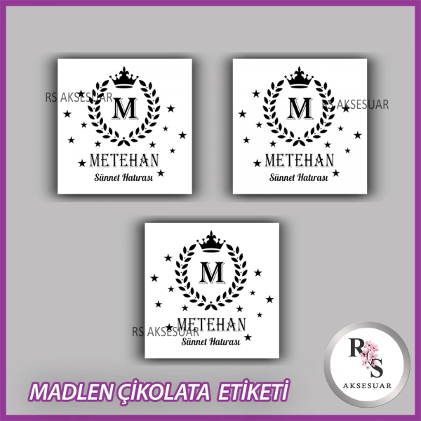 48 Adet - Sünnet Çikolata İsim Etiketi - Sticker - CE22