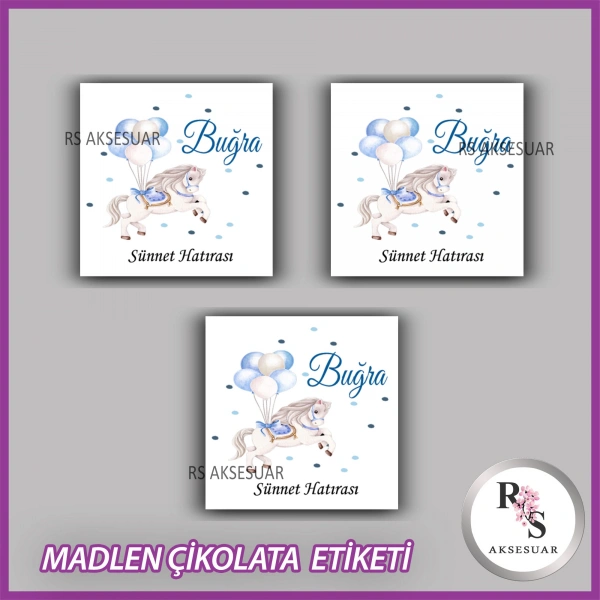 48 Adet - Sünnet Çikolata İsim Etiketi - Sticker - CE27
