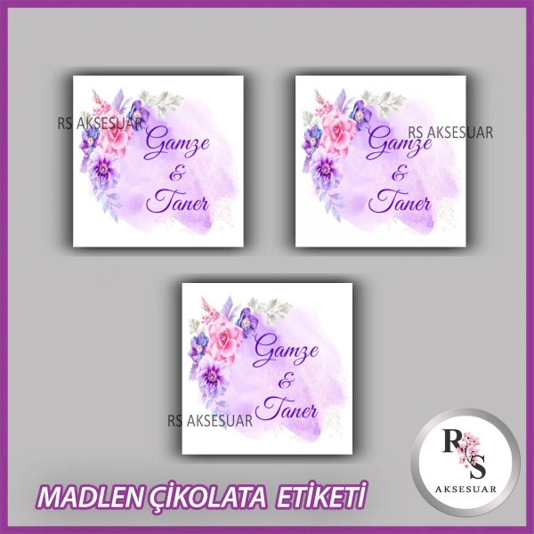 48 Adet - Nikah Nişan Söz Çikolata İsim Etiketi - Sticker - CE30