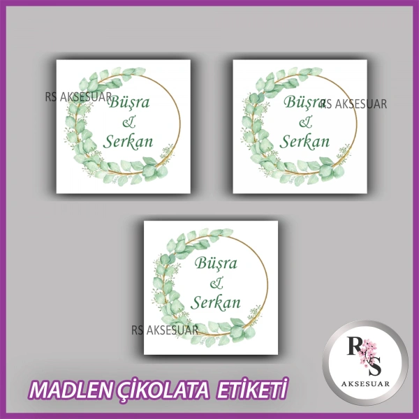 48 Adet - Nikah Nişan Söz Çikolata İsim Etiketi - Sticker - CE37